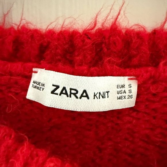 Zara Red Cropped Knit Sweater, Size Smalll - Picture 2 of 3
